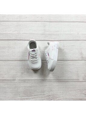 Puma Toddler Girls Smash 2 Sneakers White Pink Lightweight KinderFit 6